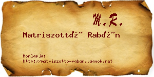 Matriszottó Rabán névjegykártya